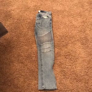 Light color moto jeans